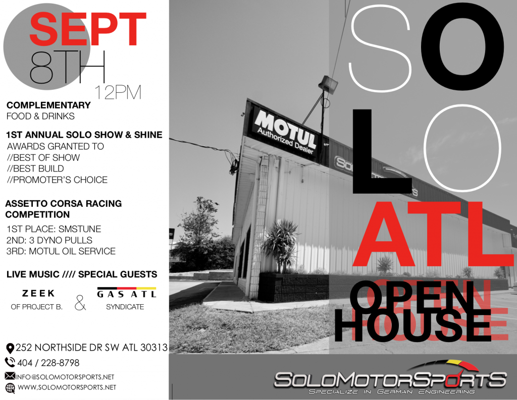 Save the Date! Solo Motorsports Atlanta Open House: September 8th