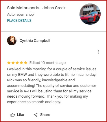 Solo Motorsports BMW Review