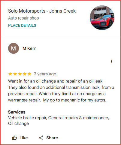 Solo Motorsports Transmission Leak Review