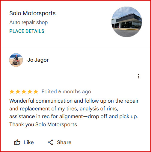 Solo Motorsports Wheel Alignment Review