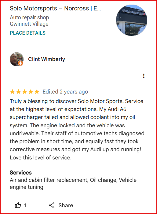 Review of Solo Motorsports By Clint Wimberly