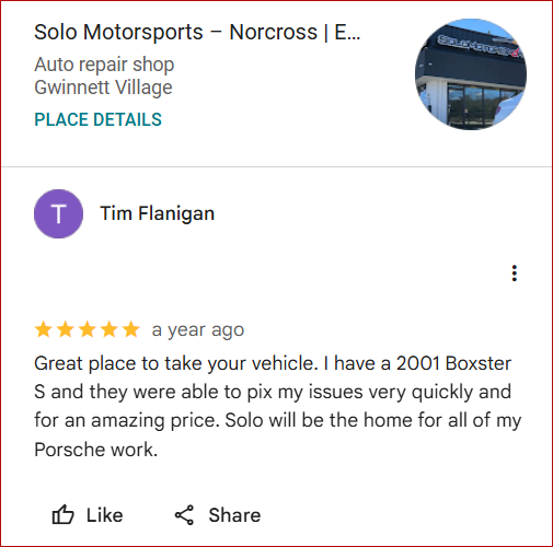 Review of Solo Motorsports – Norcross By Tim Flanigan