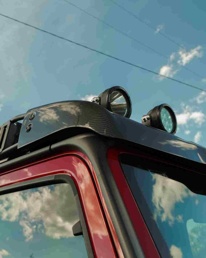 Mercedes G-Wagon with Brabus carbon roof wind deflector and LED lights