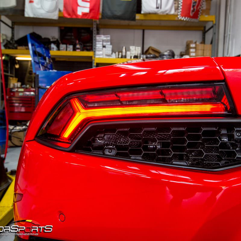 Lamborghini Huracan checked in to get custom exhaust installed. Solo motorsports custom exhaust specialists.