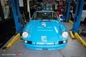 classic 1983 porsche 911sc in for service and maintenance, solomotorposrts performs maintenance and service on all european classic cars