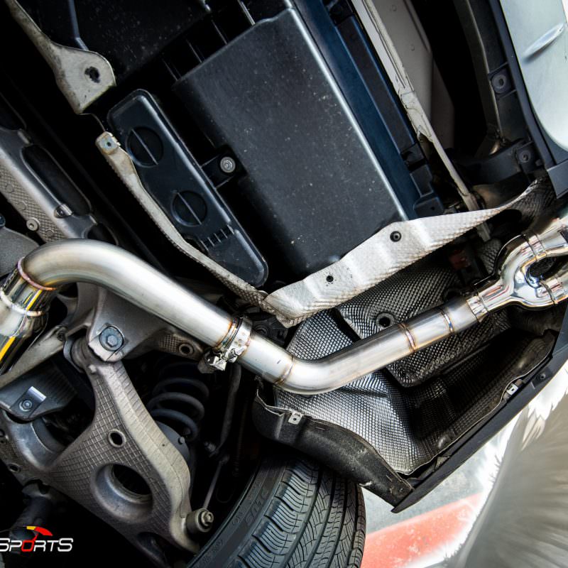 Porsche Panamera 4S in for custom exhaust installation by solo motorsports atlanta ga