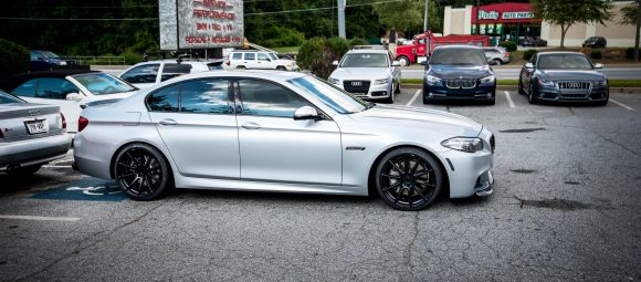 bmw 550i in for new wheels and tires balance road force quality work rims tires v8 twinturbo atlanta solo motorsports