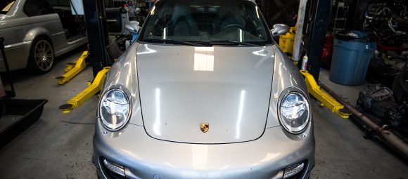 porsche 997 911 turbo in for maintenance and service gaskets seals waterpump service atlantaporsche technicians turbo