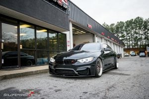 bmw f82 m4 downpipe install maintenance powergains bbs lm black m perfomance solo motorsports shop