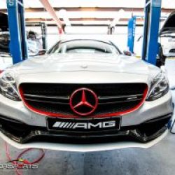 c63 amg downpipe and brake job