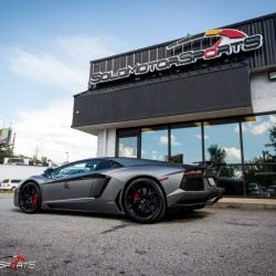 Lamborghini Aventador in for ECU Tune, carbon fiber wing install and exhaust install.