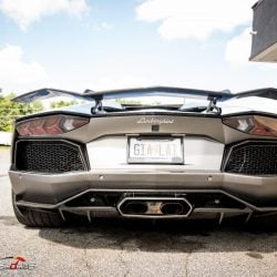 Lamborghini Aventador in for ECU Tune, carbon fiber wing install and exhaust install.