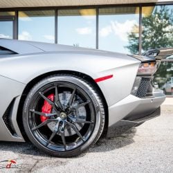 Lamborghini Aventador in for ECU Tune, carbon fiber wing install and exhaust install.