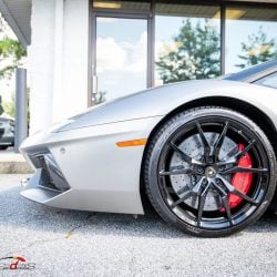 Lamborghini Aventador in for ECU Tune, carbon fiber wing install and exhaust install.