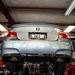 bmw e60 m5 came in for header installation on v10 engine at solo motorsports atlanta georgia