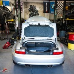 bmw z3 m roadster checked in for vanos rebuild maintenance valve cover belt tensioner filter oil change low mileage z3 m roadster rare s54 2001 2002 solo motorsports one stop shop oil change valve cover gasket belt tensioner water pump thermostat