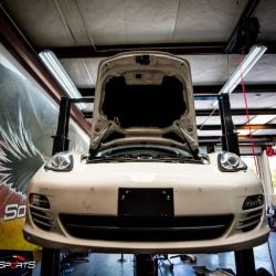 Porsche Panamera 4S in for custom exhaust installation by solo motorsports atlanta ga