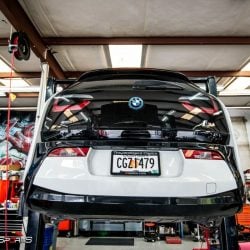 bmw i3 electric in for maintenance new tires balance allignment battery poweres bmw instant torque specialists onestopshop solo motorsports