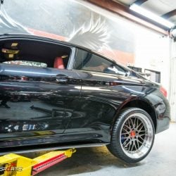 bmw f82 m4 downpipe install maintenance powergains bbs lm black m perfomance solo motorsports shop