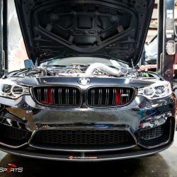 bmw f82 m4 downpipe install maintenance powergains bbs lm black m perfomance solo motorsports shop