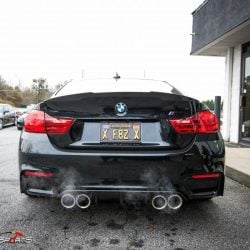 bmw f82 m4 downpipe install maintenance powergains bbs lm black m perfomance solo motorsports shop