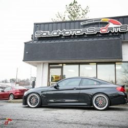 bmw f82 m4 downpipe install maintenance powergains bbs lm black m perfomance solo motorsports shop