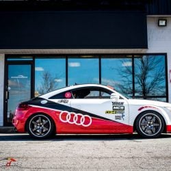 racecar audii tt quattro v6 vr6 wheels and tires suspension custom tune solo motorsports dyno 4point 6point race roll bar harness race harness rollcage sparco ttrs hotchkins raceready ttspec race spec mcs coilovers ground control camber plates track ready suspension race alignment race colors audi race wrap custom wrap