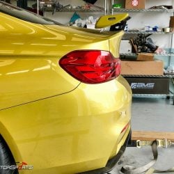 bmw m4 f82 in for power gains downpipes heat exchanger yellow bmw specialists solo motorsports custom tune sms dyno tune downpipes and csf intercooler