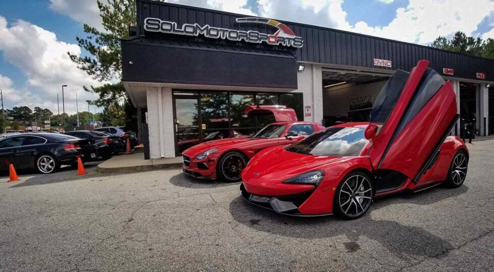 Luxury Cars Outside Our Garage for Repair